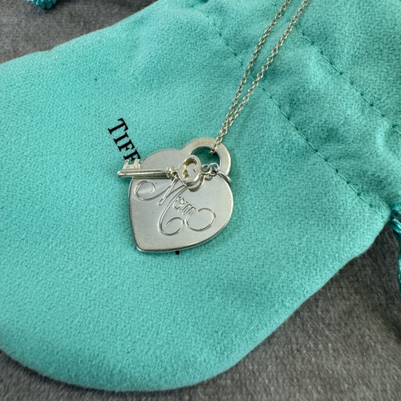 Tiffany & Co. Silver Heart “MOM” Necklace with Key - Picture 1 of 6